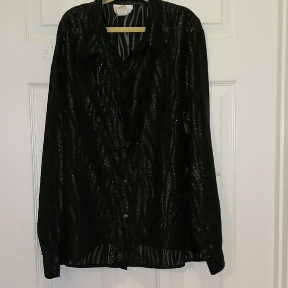 Jordan sheer animal stripe blouse Sz L - Picture 1 of 5